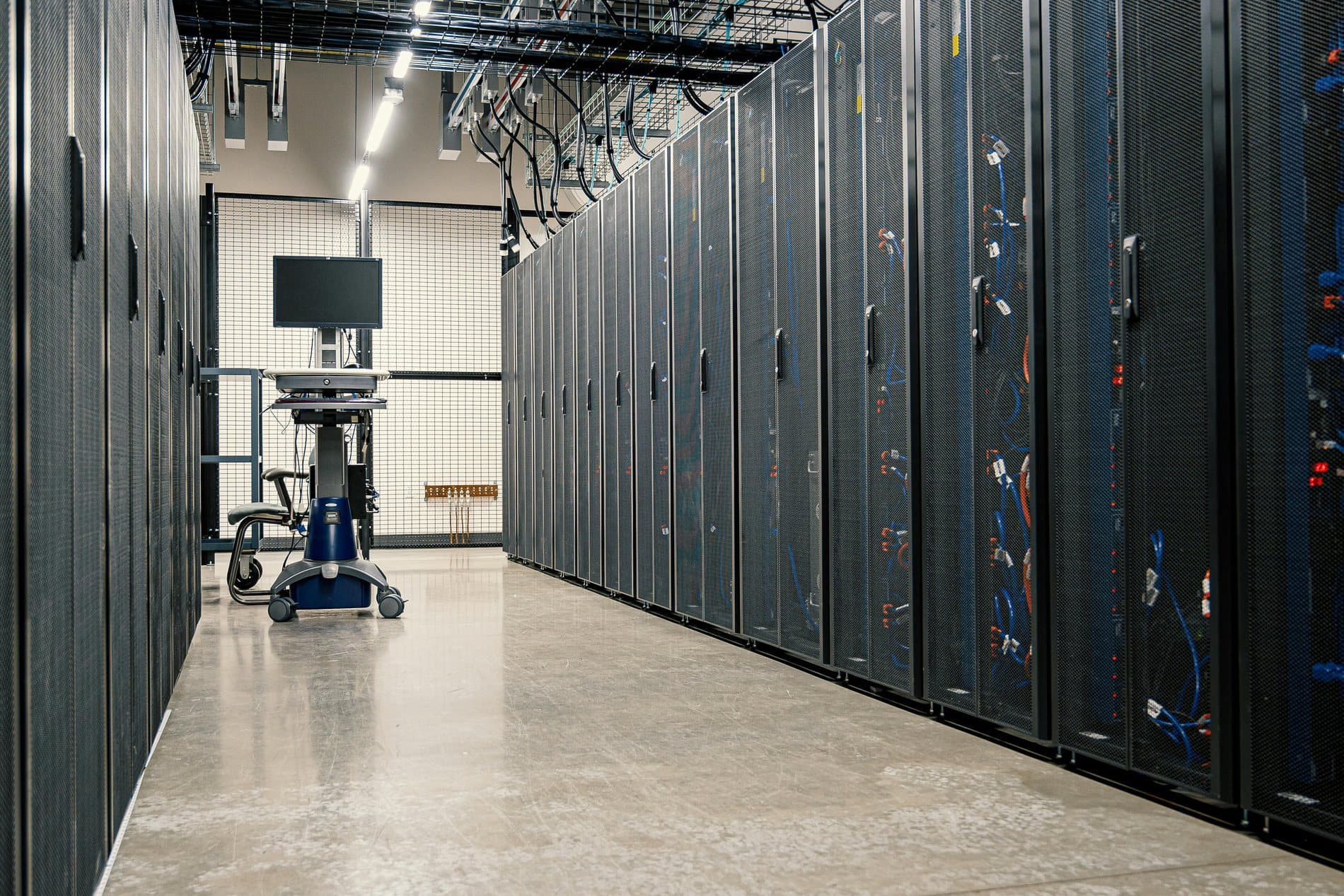 Data centre corridor with server racks